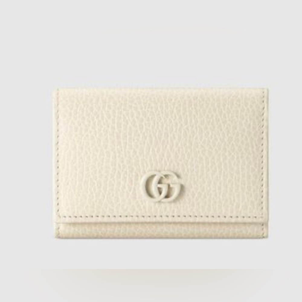 Gucci GG Petite Marmont textured-leather wallet in Ivory/ off- white NWT